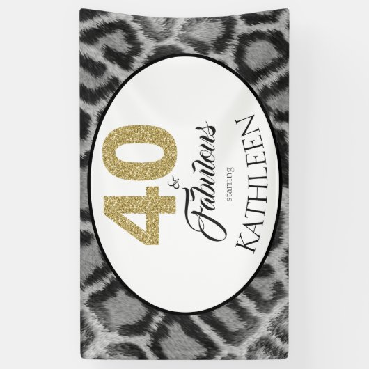 40 en Fabulous Aangepaste 40e verjaardag Spandoek (Verticaal)