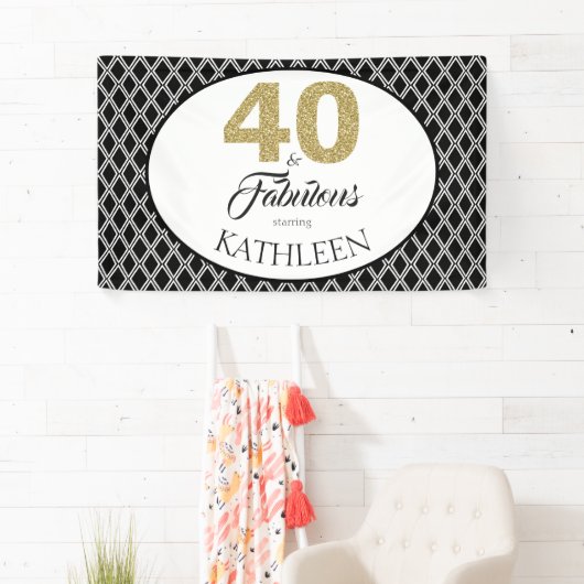 40 en Fabulous Aangepaste 40e verjaardag Spandoek (Insitu)