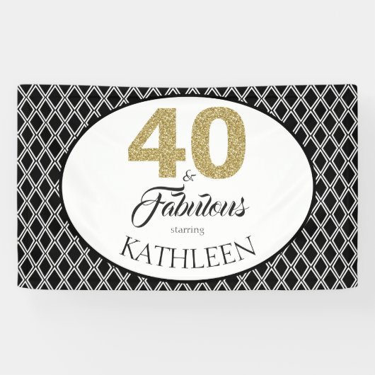 40 en Fabulous Aangepaste 40e verjaardag Spandoek (Horizontaal)