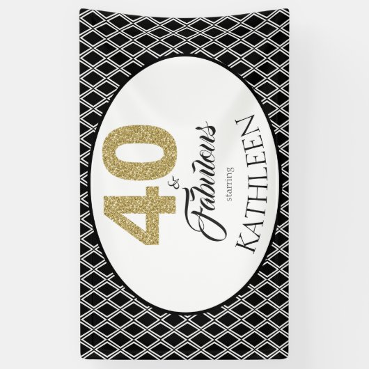 40 en Fabulous Aangepaste 40e verjaardag Spandoek (Verticaal)
