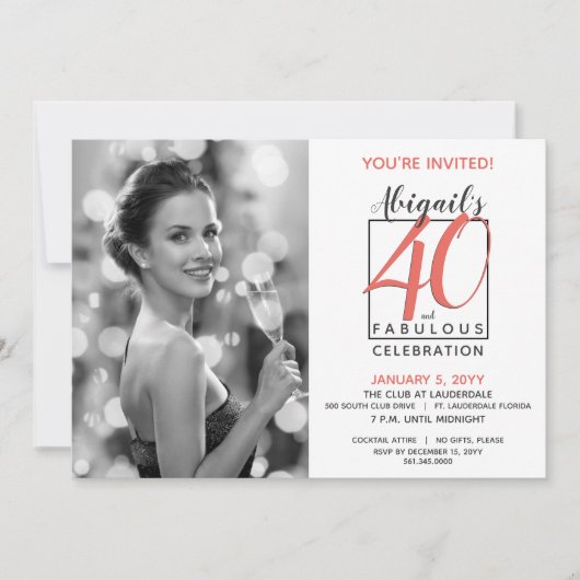  40 en Fabulous Any Number Verjaardag Kaart (Voorkant)