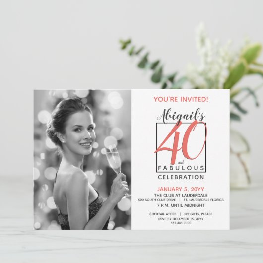  40 en Fabulous Any Number Verjaardag Kaart (Staand voorkant)