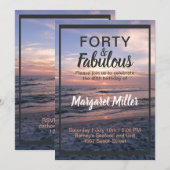 40 en Fabulous Beach Sunset verjaardagsuitnodiging Kaart (Voorkant / Achterkant)