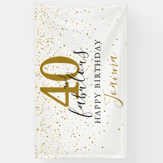 40 en Fabulous Birthday Elegant Gold en Black Spandoek (Verticaal)