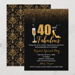 40. en Fabulous Birthday Invitation for Women Kaart