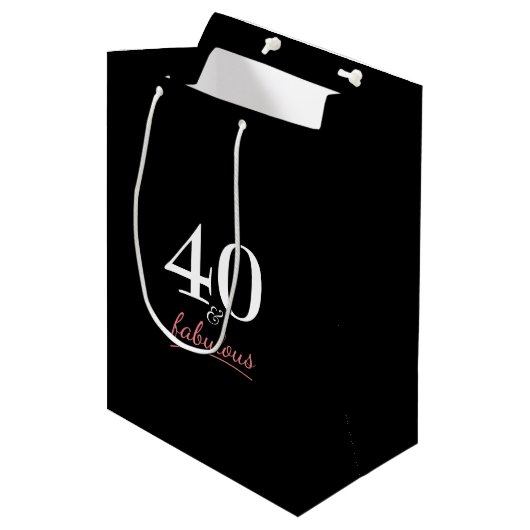 40 en Fabulous Birthday Medium Cadeauzakje (Voorkant Gekanteld)