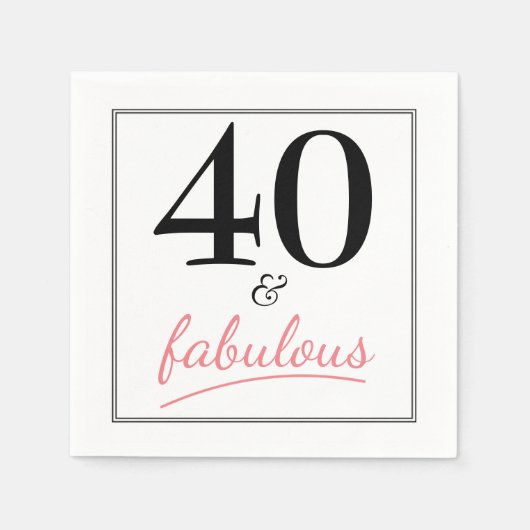 40 en Fabulous Birthday Party Paper Napkins Servetten (Voorkant)