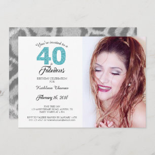 40 en Fabulous Birthday Party Photo Invitation Kaart