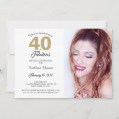 40 en Fabulous Birthday Party Photo Invitation Kaart (Voorkant)