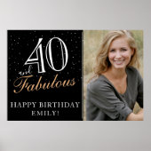 40 en Fabulous Black 40th Birthday Party Foto Poster (Voorkant)