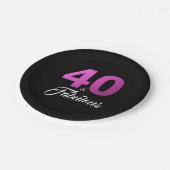 40 en Fabulous Black and Pink Birthday Party Papieren Bordje (Gekanteld)
