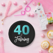 40 en Fabulous Black Blue 40e verjaardagsfeestje Papieren Bordje (Feest)