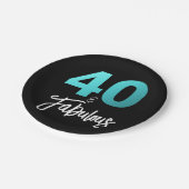40 en Fabulous Black Blue 40e verjaardagsfeestje Papieren Bordje (Gekanteld)