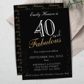 40 en Fabulous Black Elegant Script Birthday Kaart