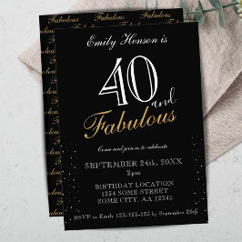 40 en Fabulous Black Elegant Script Birthday Kaart