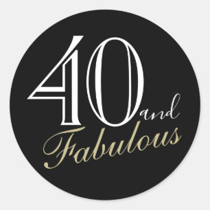 40 en Fabulous Black Elegant Vrouw Verjaardag Ronde Sticker
