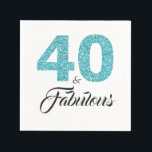 40 en Fabulous Blue Glitter 40th Birthday Party Servet<br><div class="desc">Vier het draaien van 40 in stijl met dit elegante 40e verjaardagsontwerp. 40 en fantastisch in turquoise blauw glitter en zwart. Bijpassende producten zoals uitnodigingssets en feestartikelen en geschenken zijn verkrijgbaar in onze winkel. Als u hulp nodig heeft, neem dan contact met ons op via onze winkel. Wij helpen u...</div>
