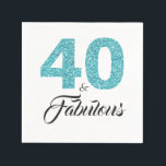 40 en Fabulous Blue Glitter 40th Birthday Party Servet<br><div class="desc">Vier het draaien van 40 in stijl met dit elegante 40e verjaardagsontwerp. 40 en fantastisch in turquoise blauw glitter en zwart. Bijpassende producten zoals uitnodigingssets en feestartikelen en geschenken zijn verkrijgbaar in onze winkel. Als u hulp nodig heeft, neem dan contact met ons op via onze winkel. Wij helpen u...</div>