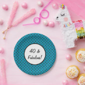40 en Fabulous Blue Polka Dots Papieren Bordje (Feest)