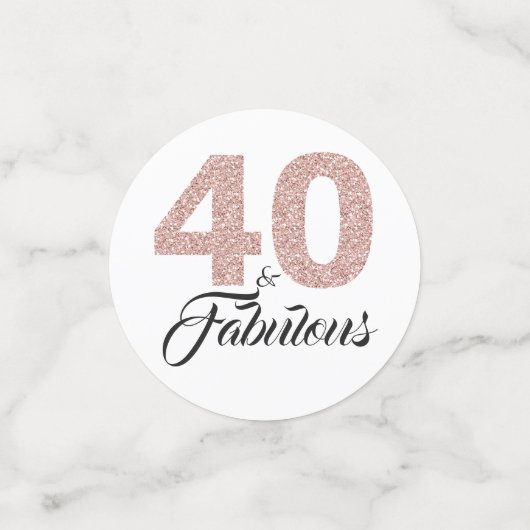 40 en Fabulous Blush Pink Glitter 40e verjaardag Confetti (Kleine voorkant)