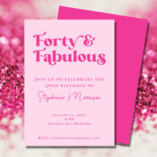 40 en Fabulous Bold Typografie Roze Verjaardag Kaart
