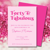 40 en Fabulous Bold Typografie Roze Verjaardag Kaart