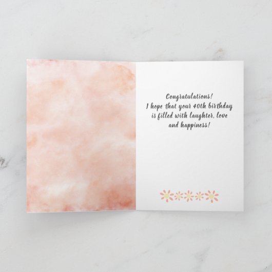 40- en Fabulous Daisy Flower-Waterverf op zaterdag Kaart (Binnen)