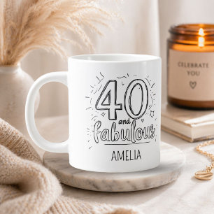 40 en Fabulous Doodle Gefeliciteerd Verjaardag Grote Koffiekop