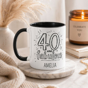 40 en Fabulous Doodle Gefeliciteerd Verjaardag Mok