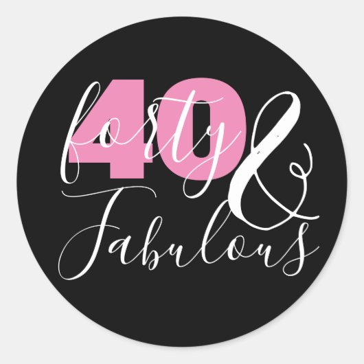 40 en Fabulous Elegant 40e verjaardag Ronde Sticker (Voorkant)