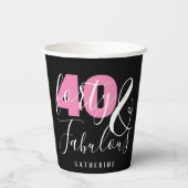 40 en Fabulous Elegant 40th Birthday, aangepast Papieren Bekers (Achterkant)
