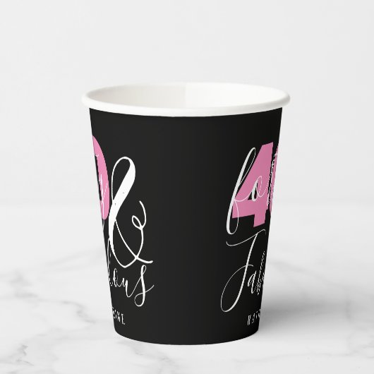 40 en Fabulous Elegant 40th Birthday, aangepast Papieren Bekers (Links)