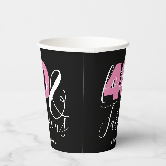 40 en Fabulous Elegant 40th Birthday, aangepast Papieren Bekers (Rechts)
