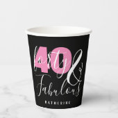40 en Fabulous Elegant 40th Birthday, aangepast Papieren Bekers (Voorkant)