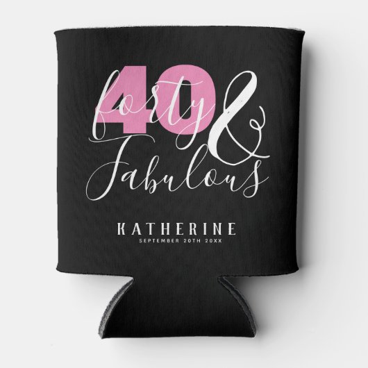 40 en Fabulous Elegant 40th Birthday Party Custom Blikjeskoeler (Voorkant)