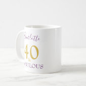 40 en Fabulous Elegant 40th Birthday Personalized Koffiemok (Voorkant links)