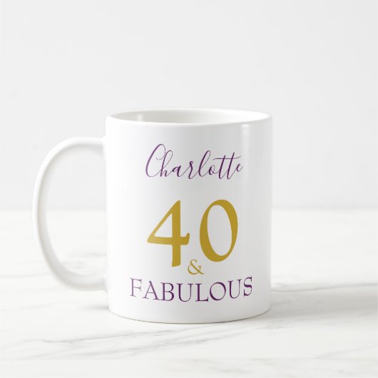 40 en Fabulous Elegant 40th Birthday Personalized Koffiemok (Links)