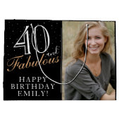 40 en Fabulous Elegant Black 40th Birthday Foto Groot Cadeauzakje (Achterkant)