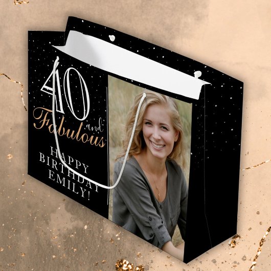 40 en Fabulous Elegant Black 40th Birthday Foto Groot Cadeauzakje