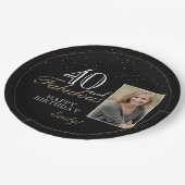 40 en Fabulous Elegant Black 40th Birthday Foto Papieren Bordje (Gekanteld)
