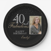 40 en Fabulous Elegant Black 40th Birthday Foto Papieren Bordje (Voorkant)