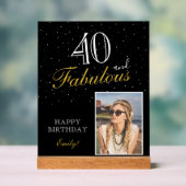 40 en Fabulous Elegant Black Birthday Foto Acryl Bord (Neutraal)