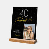 40 en Fabulous Elegant Black Birthday Foto Acryl Bord (Hoek)