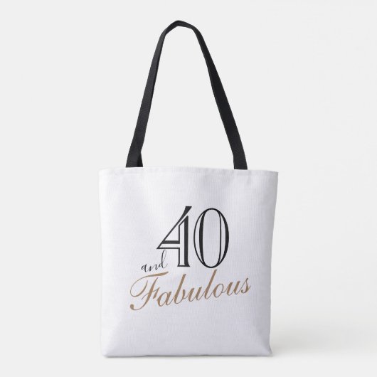 40 en Fabulous Elegant Black Script Birthday Tote Bag (Achterkant)