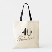40 en Fabulous Elegant Black Script Birthday Tote Bag (Achterkant)