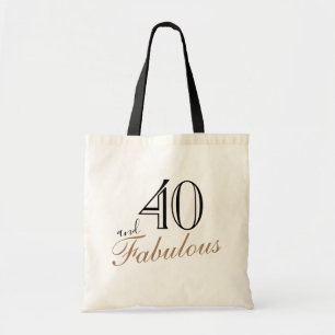 40 en Fabulous Elegant Black Script Birthday Tote Bag