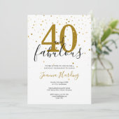 40 en Fabulous Elegant Gold en Black Birthday Kaart (Staand voorkant)
