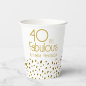 40 en Fabulous Elegant Gold Glitter 40e verjaardag Papieren Bekers (Achterkant)