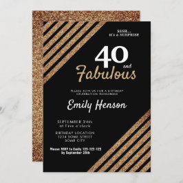 40 en Fabulous Elegant Gold Glitter 40th Birthdy Kaart