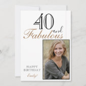 40 en Fabulous Elegant Happy Birthday Foto Kaart (Voorkant)